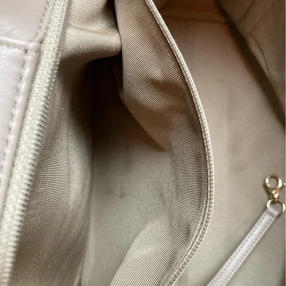 CHANEL Taupe CC Lambskin Chevron Quilted Leather Chain Statement Shopper Tote - Picture 7 of 15